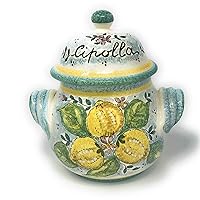CERAMICHE D'ARTE PARRINI- Italian Ceramic Onions Jar Holder Hand Painted Made in ITALY Tuscan Art Pottery