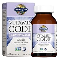 Prenatal Multivitamin for Women from Whole Foods with Biotin, Iron & Folate not Folic Acid, Probiotics for Immune Support - Vitamin Code Raw by Garden of Life - Pregnancy Must Haves - 180 Capsules