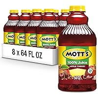 Mott's 100% Apple Cherry Juice, 64 Fl Oz Bottle (Pack Of 8), Made With 100% Apple & Cherry Juices, No Added Sugar, Excellent Source Of Vitamin C, 2 Servings Of Fruit Per 8oz, Gluten & Caffeine Free