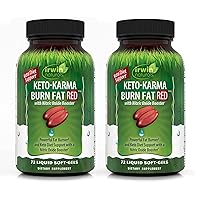 Keto-Karma Burn Fat RED - 72 Liquid Soft-Gels, Pack of 2 - Powerful Fat Burner & Keto Diet Support - with Nitric Oxide Booster - 48 Total Servings