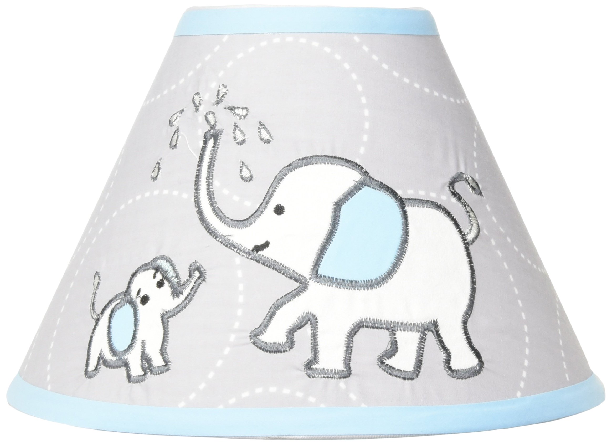 GEENNY Nursery Lamp Shade with Elephants Embroidery, Cute Baby, Infant & Kids Bedrooms Decor and Accessories Without Base, Blizzard Blue Grey Eleph...