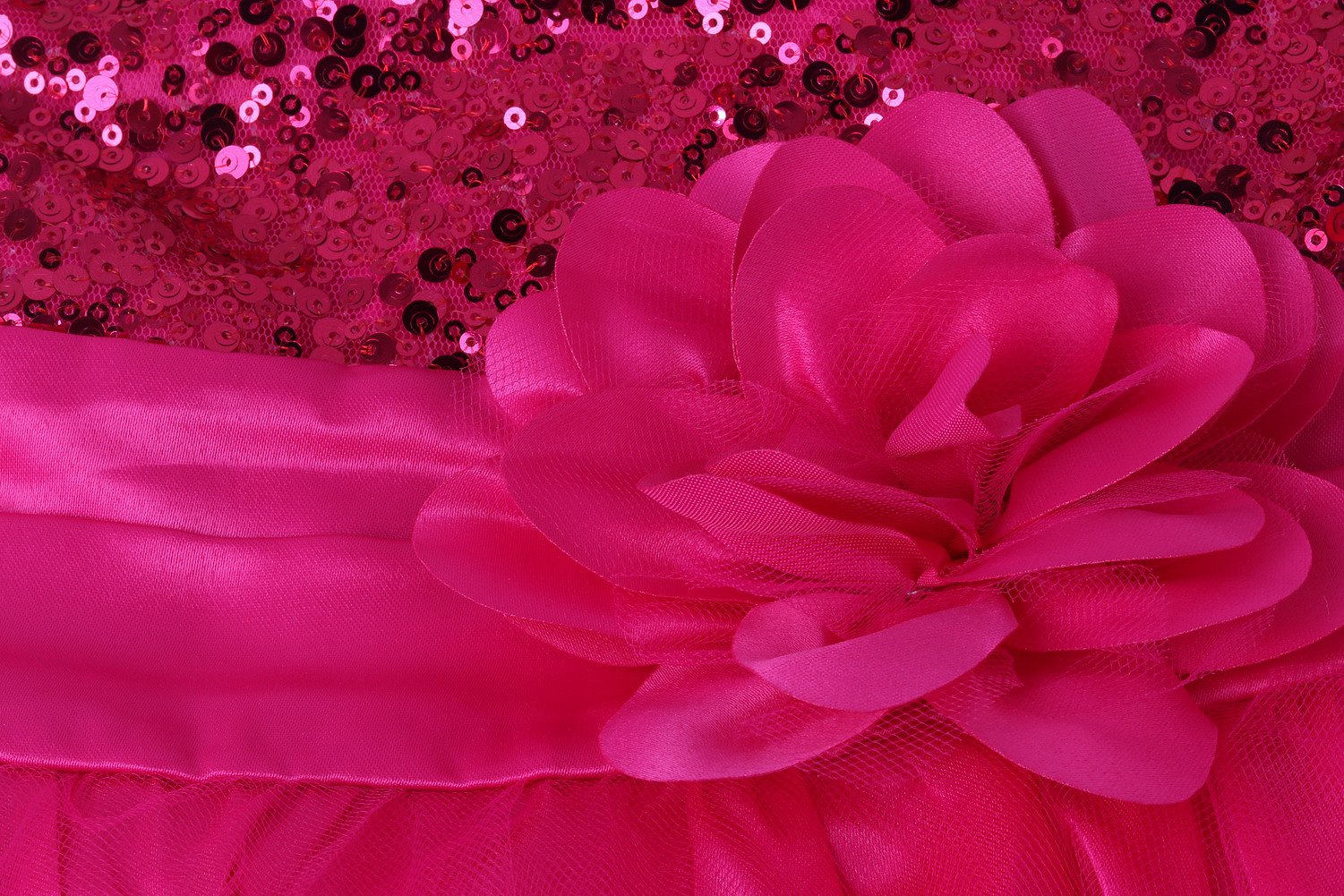 Wocau Little Girls' Sequin Mesh Tull Dress Sleeveless Flower Party Ball Gown