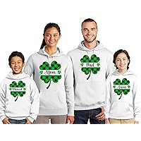 TEEAMORE Custom Saint Patrick's Day Plaid Clover Matching Family Hoodie