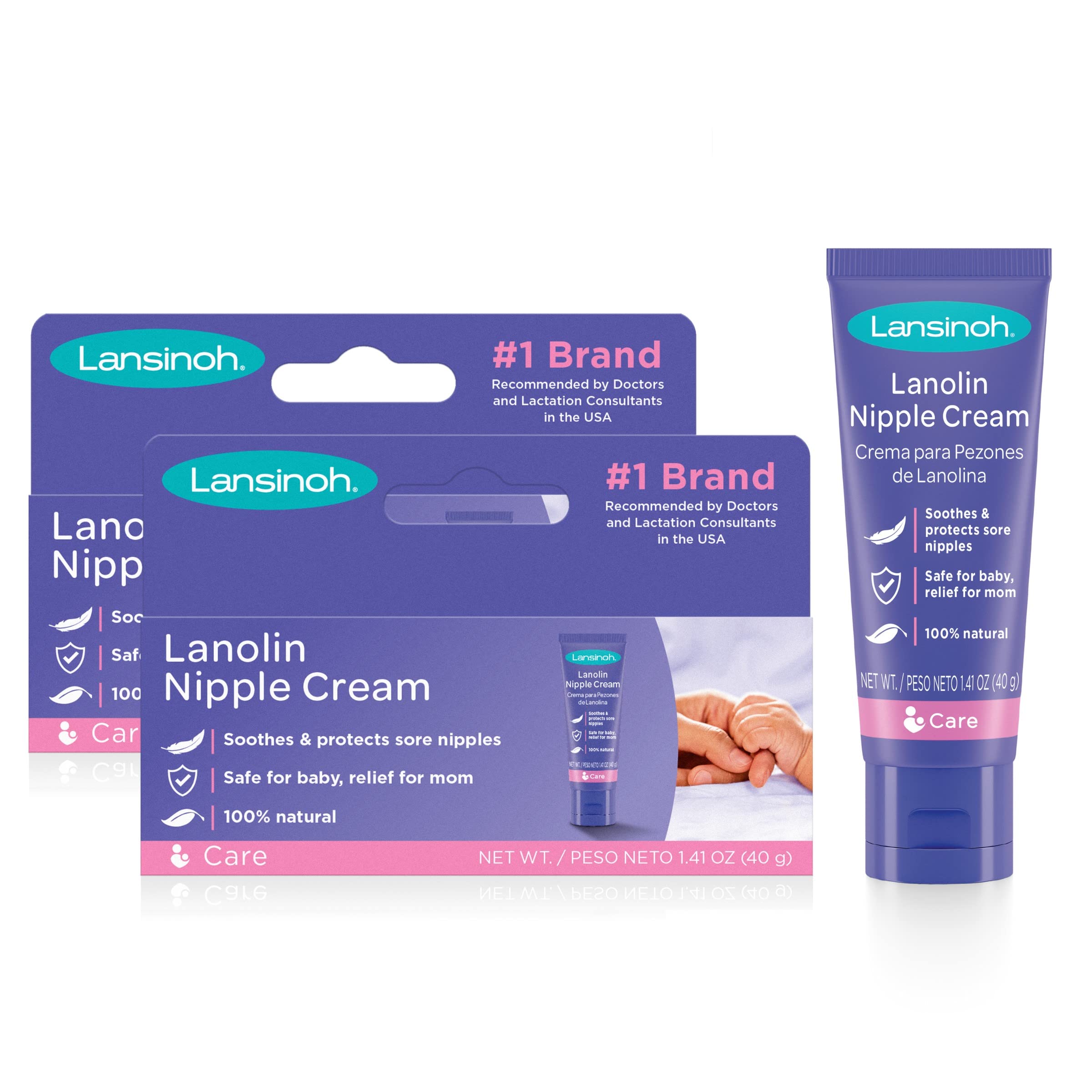 Lansinoh Lanolin Nipple Cream, Safe for Baby and Mom, Breastfeeding Essentials, 2.82 Ounces