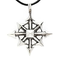 Pewter Chaos Star Magic Pendant on Leather Necklace