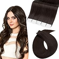 20pcs Tape in Extensions Human Hair,SEGO 100% Real Human Tape in Hair Extensions,Seamless Tape in Hair Extensions Human hair,18Inch Dark Brown, 30g/pack