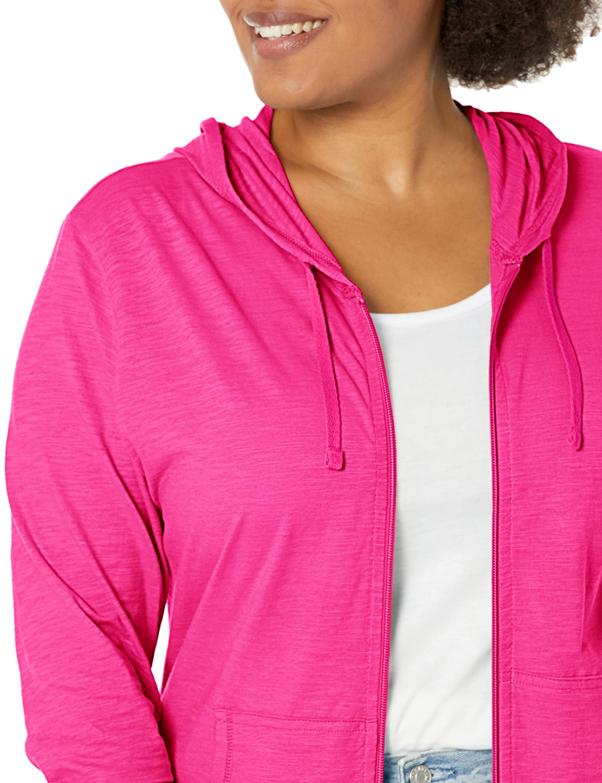 Hanes Women’s Slub Knit Full-Zip Hoodie, Textured Cotton Zip-Up T-Shirt Hoodie for Women