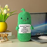 9.8 Inch Large Emotional Support Pickled Cucumber Gift, Big Dill Positive Pickle Crochet Funny Emotional Support Plush Doll Cute Positive Pickle Encouragement Gifts for Friends