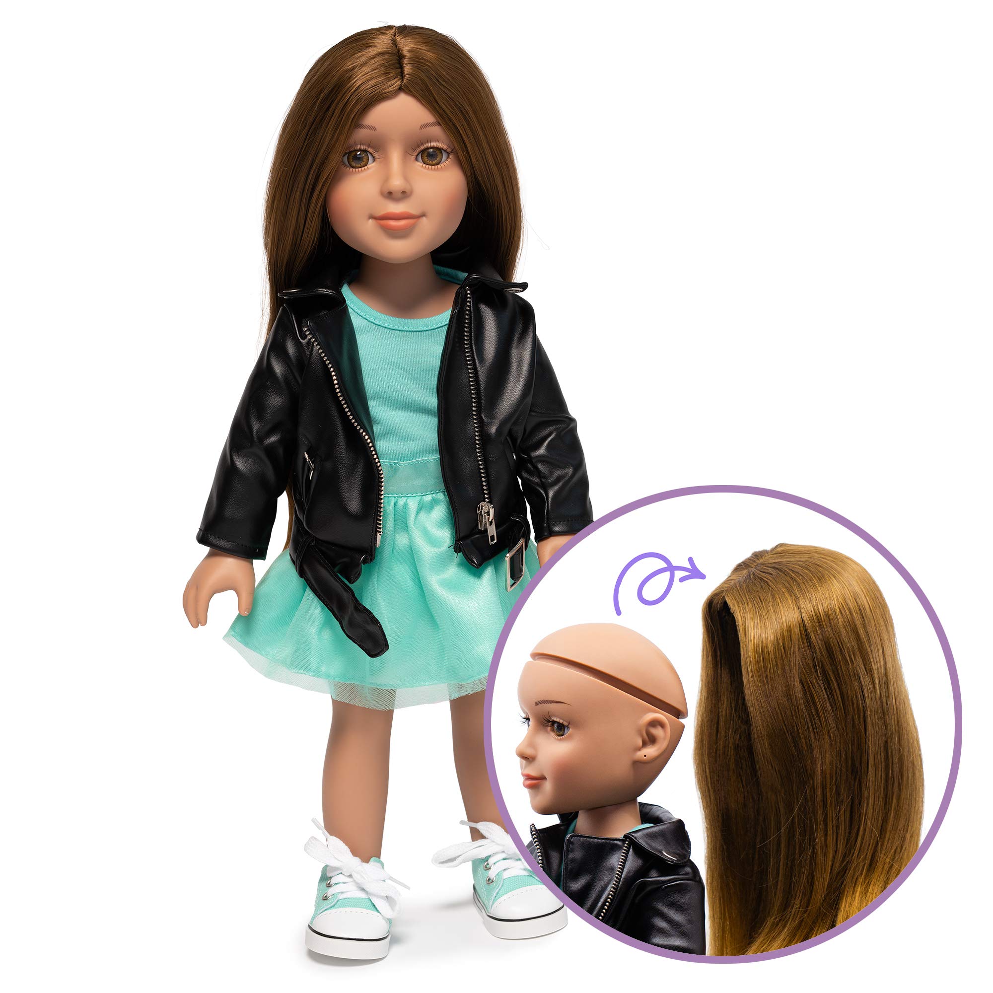 I'm A Girly Fashion Doll Lucy w/Brown Interchangeable Removable Synthetic Wig to Style - Fashionista Model Figure for Kids 8+ Years - 18