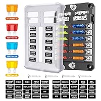Nilight - 50056L 12 Way Blade Fuse Block 12 Circuits with Negative Bus Fuse Box Holder with LED Indicator ATO/ATC Fuse Panel Waterproof Cover for 12V Automotive Cars, Marine Boats, RVs, Trailers