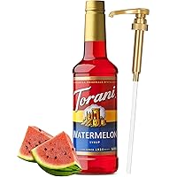 Watermelon Syrup for Drinks & Cocktails, 25.4 Ounces Torani with Little Squirt Syrup Pump