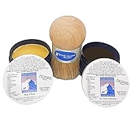 3 Pack 100% Made in USA All Natural 4 oz Clear & 4oz Dark Antiquing Wax Finishing Kit with Original Design Palm Wax Brush
