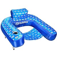 SWIMLINE SOLSTICE Extra-Large Fabric Covered U-Seat Pool Float U-Seat Lounger Raft For Adults & Kids I Comfortable Sling Seat, Back Rest, Cup Holder, & Quick-Dry Cover For Adult Or Kid Floating