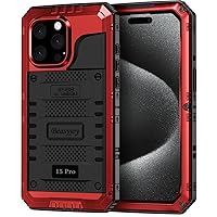 Beasyjoy for iPhone 15 Pro Case Waterproof, Metal Heavy Duty Full Body Protective Case with Built-in Screen Protector, Military Grade Shockproof Dustproof Defender Case for iPhone 15 Pro 6.1