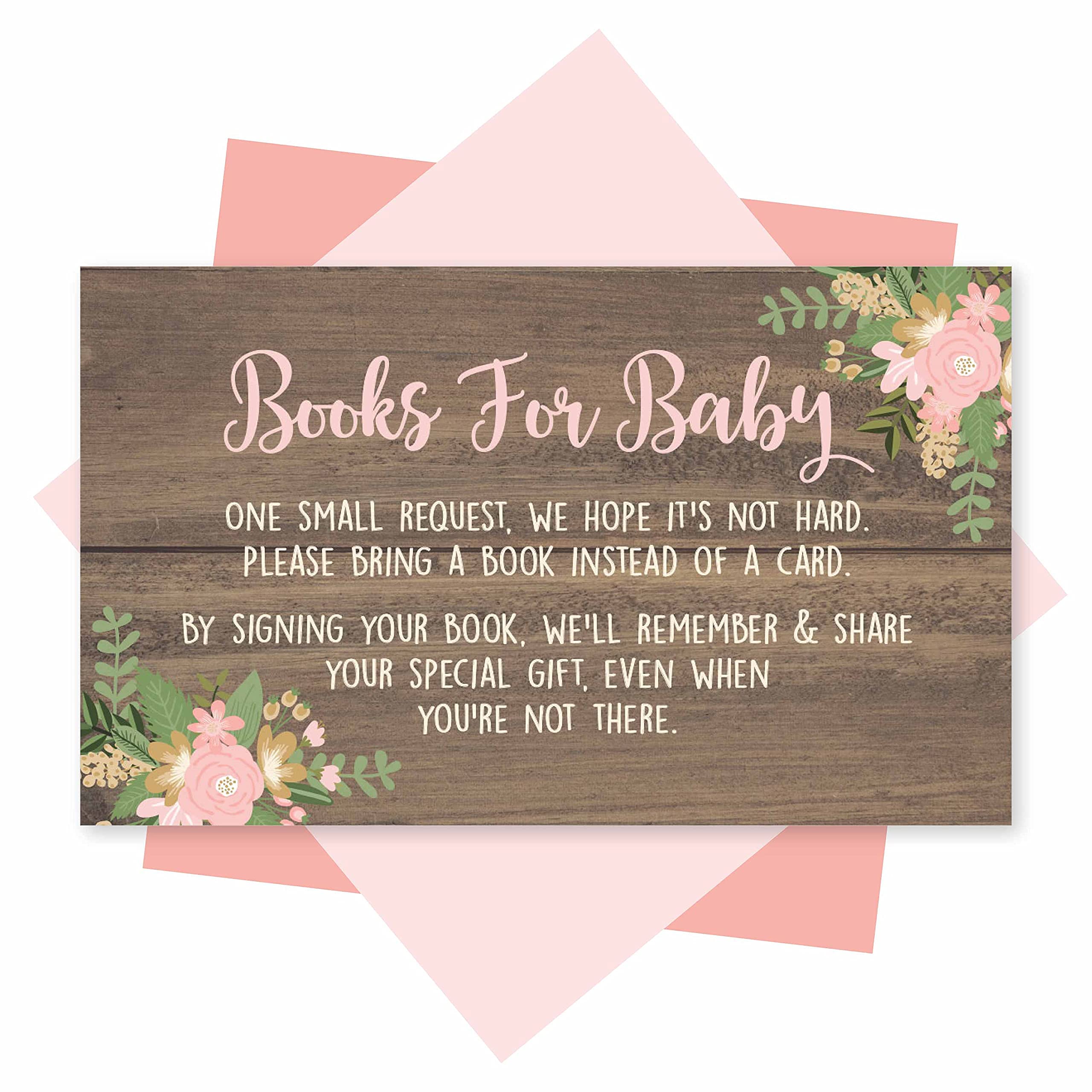 25 Oh Deer Baby Shower Invitations, 25 Books For Baby Shower Request Cards, 25 Baby Shower Diaper Raffle Tickets For Baby Shower Girl, Cute Pink Rustic Buck Write in Diaper Raffle Cards