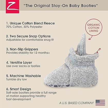 Zutano Unisex Fleece Baby Booties, Soft Sole and Non Slip | Stay On Slipper Socks for Infant/Toddler, Girls, Boys 3-24 Months