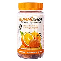 GummiShot Energy Gummies, 2475mg of Plant-Based Caffeine Chews per Bottle, Long Lasting Energy Boosters, Valencia Orange (33ct)