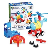 1-2-3 Build It! Rocket, Train, Helicopter, 17 Pieces