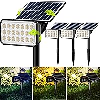 JACKYLED 84-LED Solar Spotlights 5 Lighting Modes 360° Adjustable IP65 Waterproof Super Bright Overnight Solar Spot Lights for Outside with Extendable Spike for Yard, Garden, Lawn, Pathway, 4 Pack