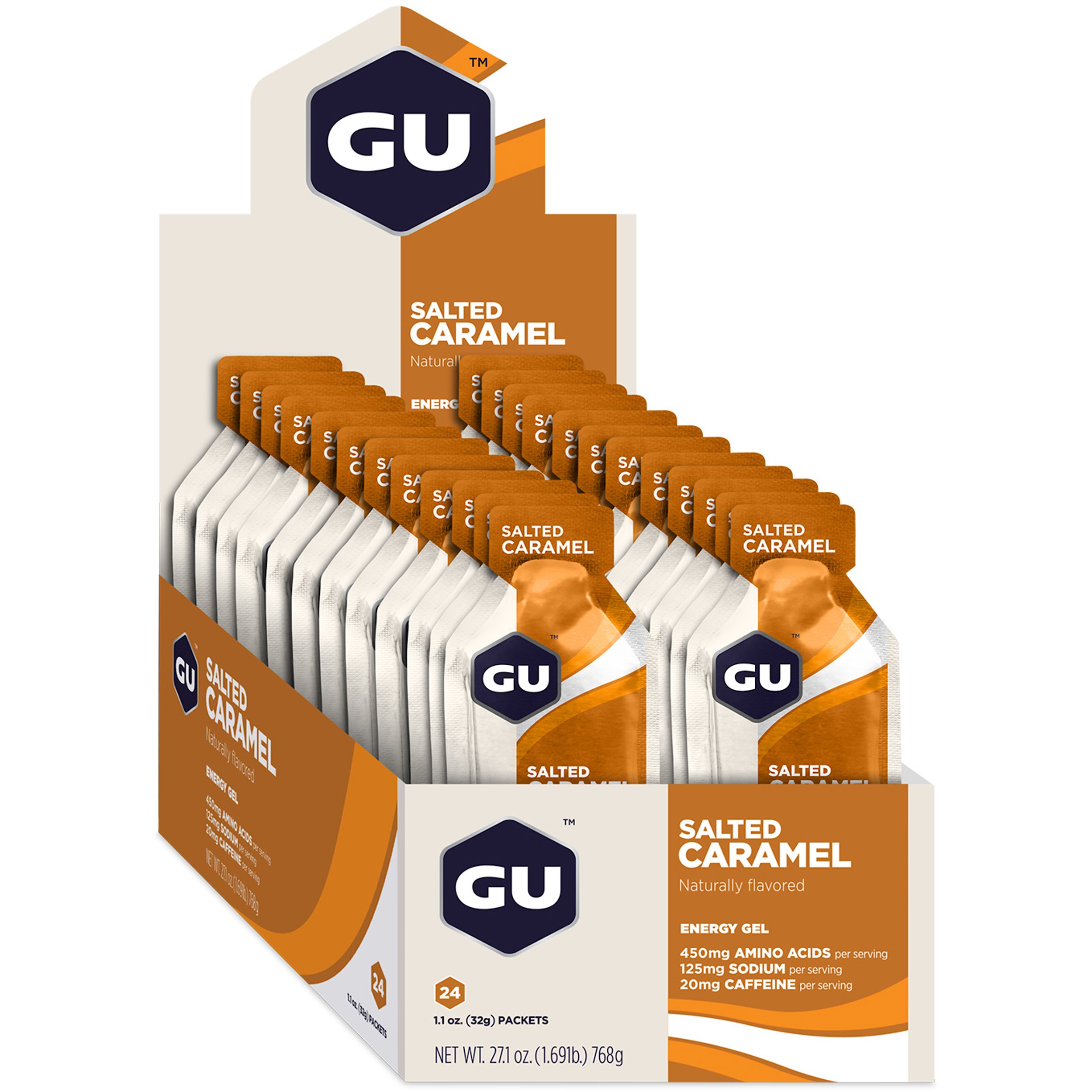 GU Energy Original Sports Nutrition Energy Gel, 24-Count, Salted Caramel