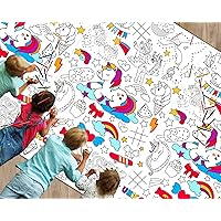 Giant Unicorn Coloring Tablecloth for Kids Huge Unicorn World Posters Activity Large Holiday Color-in Paper Poster Table Cover for Kids Boys Girls Preschool Kindergarten Classroom Arts and Crafts