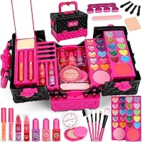Kids Makeup Kit for Girl, Christmas Birthday Gift Real Cosmetic Set for Kids, Toys for Little Girls Child Pretend Play Makeup for 4 5 6 7 8 9 Years Old Girls