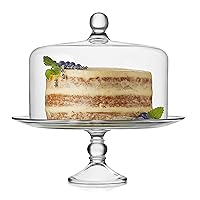Selene Glass Cake Stand with Dome Lid, Elegant Curved Footed Glass Cake Holder, Covered Cake Stand, Versatile Glass Dome