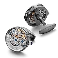 Men's Stainless Steel Gunmetal PVD Skeleton Automatic New Movement Cufflinks