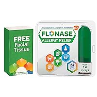 Flonase Allergy Relief Nasal Spray, 24 Hour Non Drowsy Allergy Medicine, Metered Nasal Spray - 72 Sprays + Pack of Tissues