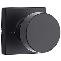 Kwikset Pismo Dummy Door Knob, Single Sided Handle for Closets, French Double Doors, and Pantry, Matte Black Non-Turning Interior Push/Pull Door Knob, with Microban Protection