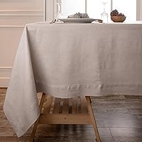 D'Moksha Homes Silver Grey Tablecloth 60 x 132 Inch, 100% Pure Linen Tablecloth 132 inch, Summer Tablecloth, Rectangle Tablecloth, Outdoor Tablecloth - Machine Washable, Earth Friendly - Hemmed