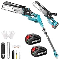 Seesii 2-in-1 Cordless Pole Chainsaw - 8 Inch Brushless Pole Saw Battery Powered,Extendable Tree Pruner with 2 * 4.0Ah Batteries, 15.8-Foot MAX Reach Electric Pole Saw for Tree Trimming CH888
