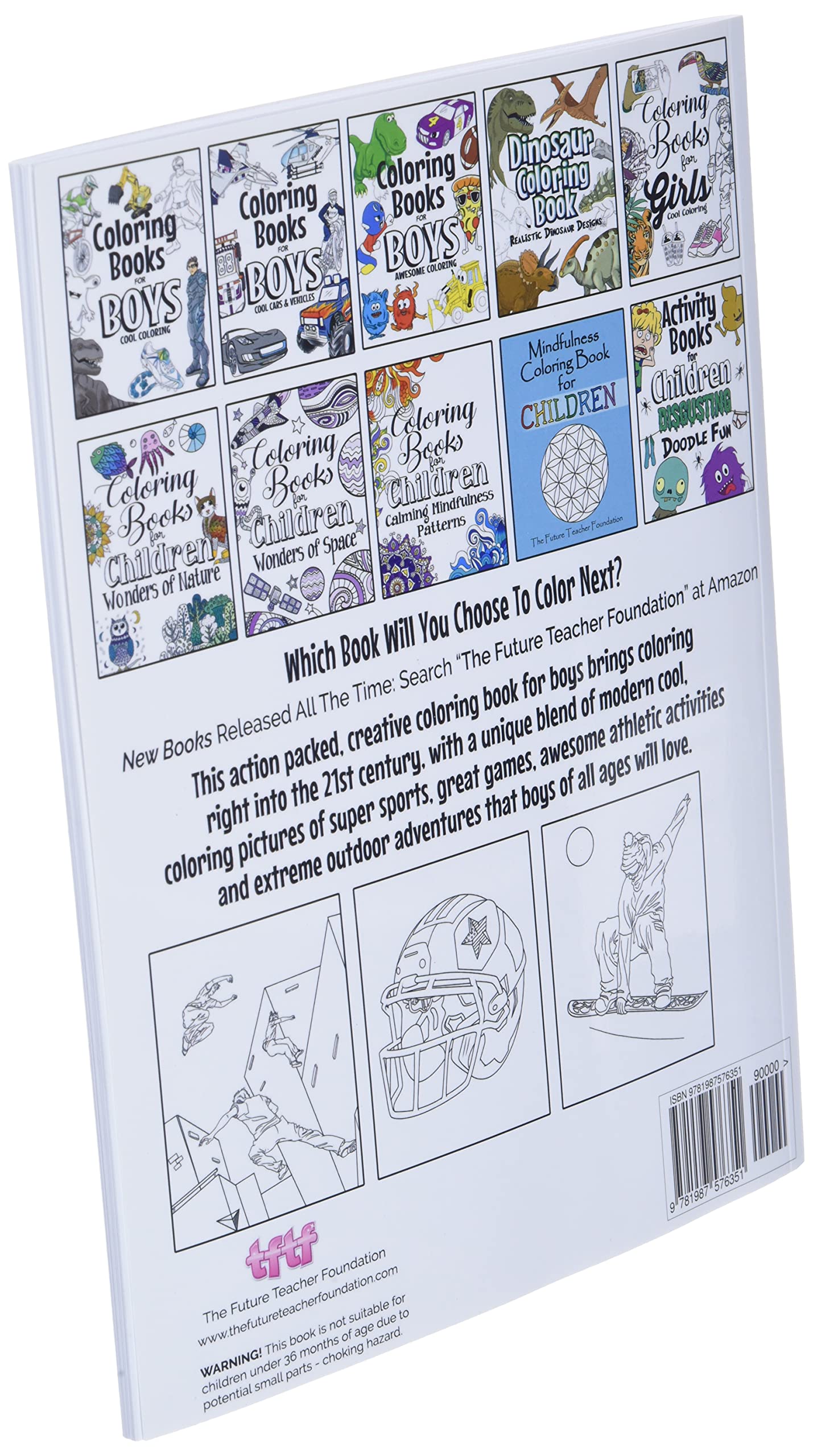 Coloring Books For Boys Cool Sports And Games: Cool Sports Coloring Book For Boys Aged 6-12 (The Future Teacher's Coloring Books For Boys)