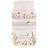Pavilion - Loved Beyond Measure - 6-inch Stackable Ceramic Kitchen Measuring Cup - ¼, ⅓, ½, 1 Cup, Rustic, Antique, Farmhouse Design For Kitchen, Mason Jar Measuring Cup, 1 Count, Cream