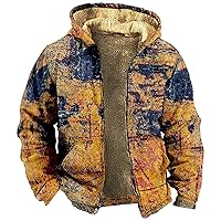 Men'S Winter Coats With Hood Fleece Zipper Coat Heated Thick Waterproof Casual Vintage Oversized Jacket