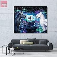 GoGoArt Roll Unstretched Canvas Print Wall Art Home Decor Photo Big Poster Movie Poster DreamWorks How to Train Your Dragon 2019 Toothless A-0247-1.25 (32 X 40 inch)