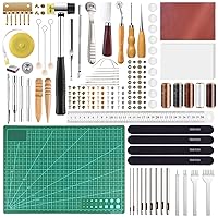 FEPITO 58 Pcs Leather Craft Tools Leather Working Tools Kit DIY Leather Sewing Tools for Leather Making Leather Craft DIY Tool