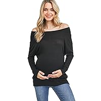 LaClef Women's Drop Shoulder Sweater Knit Maternity Tunic Top