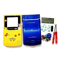 JMXLDS Replacement Full Housing Shell Case Cover Pack with Screwdriver Buttons for Game boy Color GBC Repair Part-Yellow&Blue.