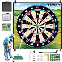 FBSPORT Golf Chipping Game with Sticky Balls and Darts, Chipping Golf & Dart Practice Mats Indoor Outdoor Games, Golf Game Set (Includes Golf Club)