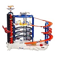 Hot Wheels Toy Car Track Set & 4 1:64 Scale Cars, Super Ultimate Garage, 3+ ft Tall with Motorized Gorilla & Storage for 140 Cars (Amazon Exclusive)