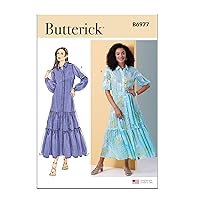 Butterick Easy-to-Make Misses' Sash and Loose-Fitting Tiered Hem Dres Sewing Pattern Packet, Design Code B6977, Sizes 6-8-10-12-14, Multicolor