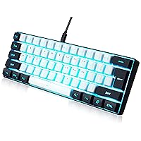 Gaming Keyboard Minimalist Portable Wired Ultra-Compact Mini Imitation 61 Keys RGB Backlit Keyboard (White-Black)