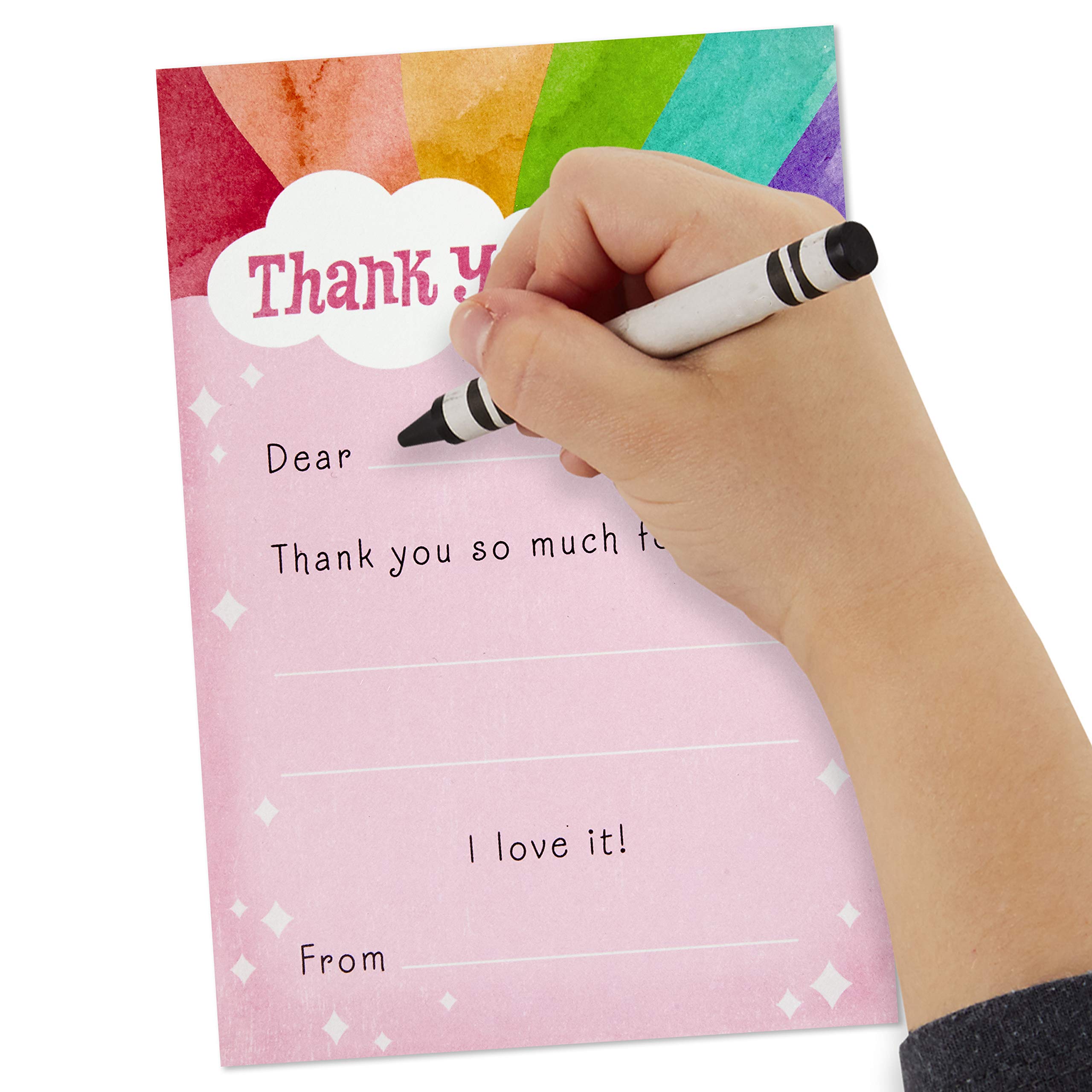 Hallmark Kids Fill in the Blank Thank You Cards, Rainbow (20 Cards with Envelopes)