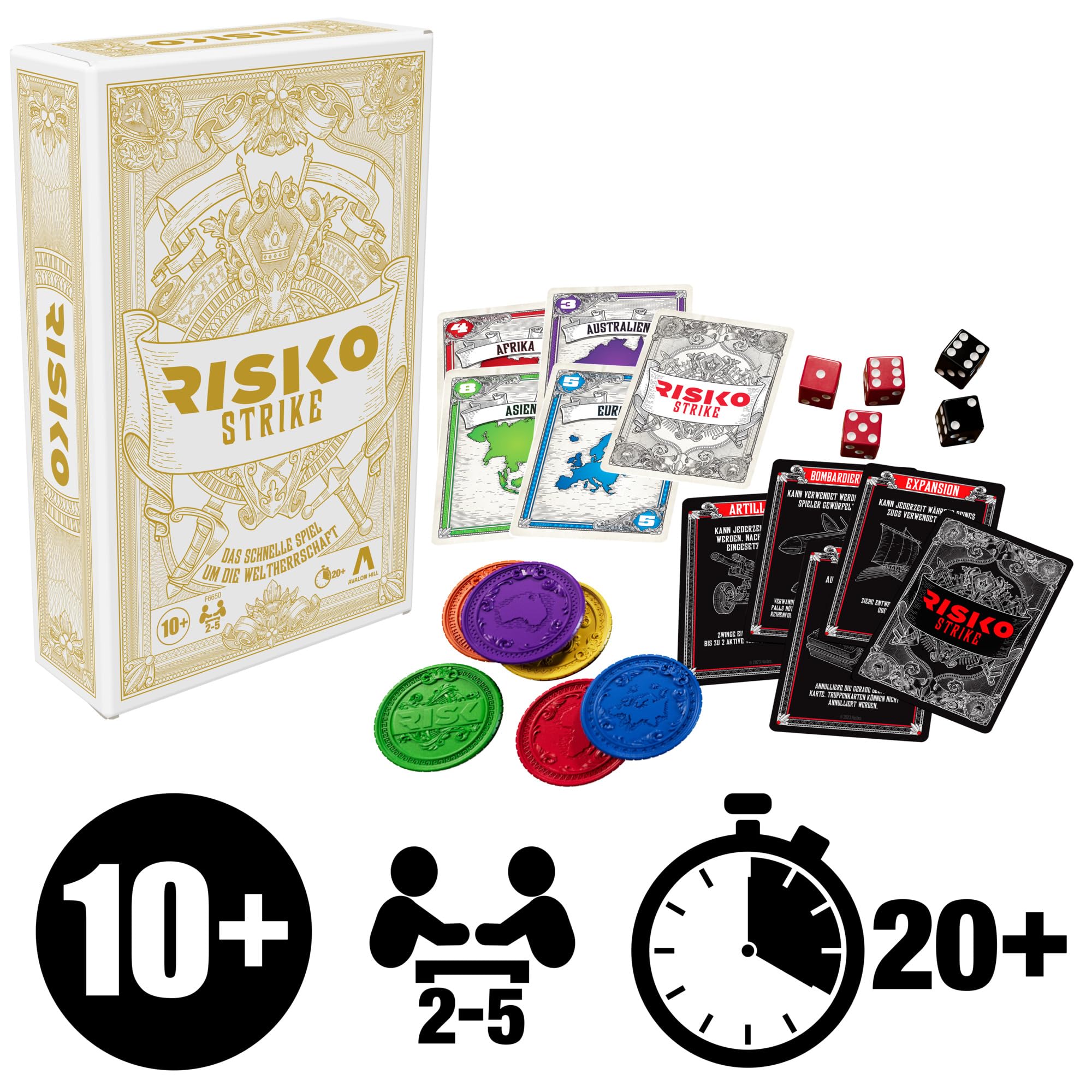 Hasbro Gaming Risk Strike Cards and Dice Game for Adults, Teens, and Kids Ages 10+, Quick-Playing Strategy Card Game for 2-5 Players, 20 Min. Average, Family Games