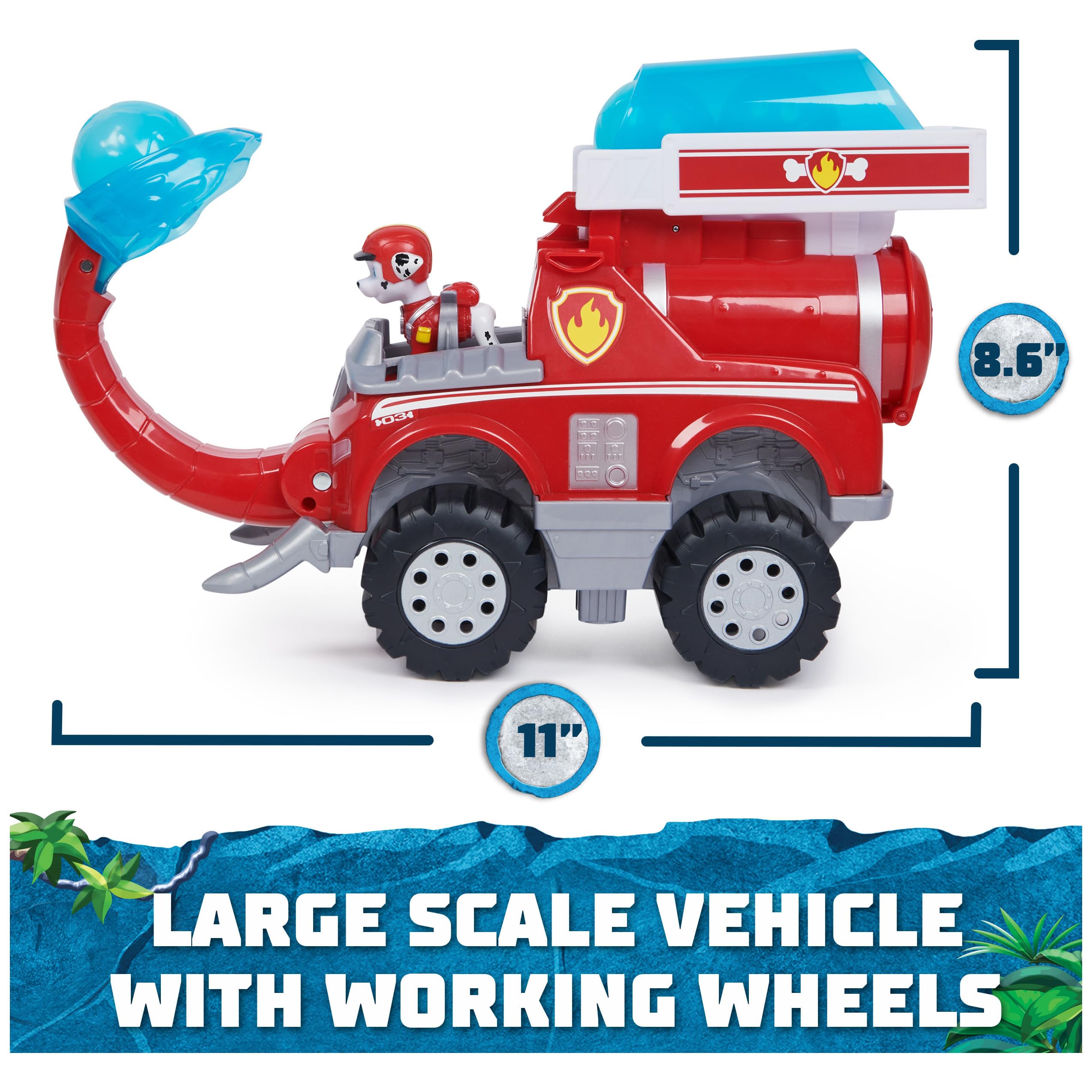 PAW Patrol Jungle Pups, Marshall Elephant Firetruck with Projectile Launcher, Toy Truck with Action Figure, Kids Toys for Boys & Girls Ages 3 and Up