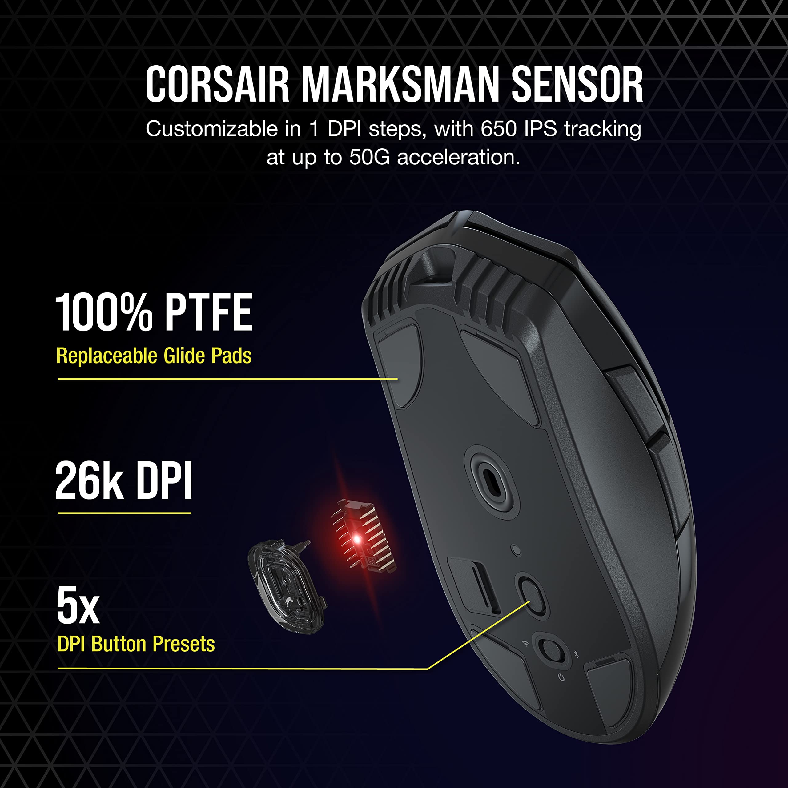 Corsair SABRE RGB PRO WIRELESS CHAMPION SERIES, Ultra-lightweight FPS/MOBA Wireless Gaming Mouse, Black (Renewed)