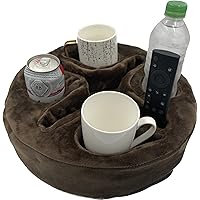 Xchouxer Couch and Bed Cup Holder Pillow, Sofa Organizer Caddy for Drinks, Remotes, Phones, Snacks (Brown)