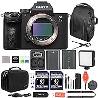 Sony a7 III Mirrorless Digital Camera Bundle with 2X 64GB SD Card, Connect LED Light, Extra Battery, Dually Charger, Backpack + More