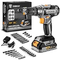 Power Drill Cordless: DEKO PRO Cordless Drill 20V Electric Power Drill Set Tool Drills Cordless Set with Battery and Charger 20 Volt Drill Driver Kit Black